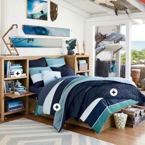 Kelly Slater for Pottery Barn Teen Org. Cotton Duvet Cover Tide Stripe Natural